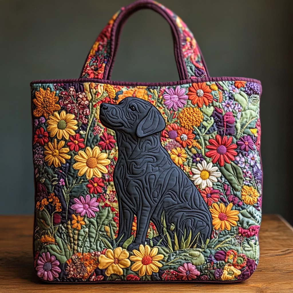 Floral Guardian Lab Quilted Tote Bag Great Gifts For New Dog Owners