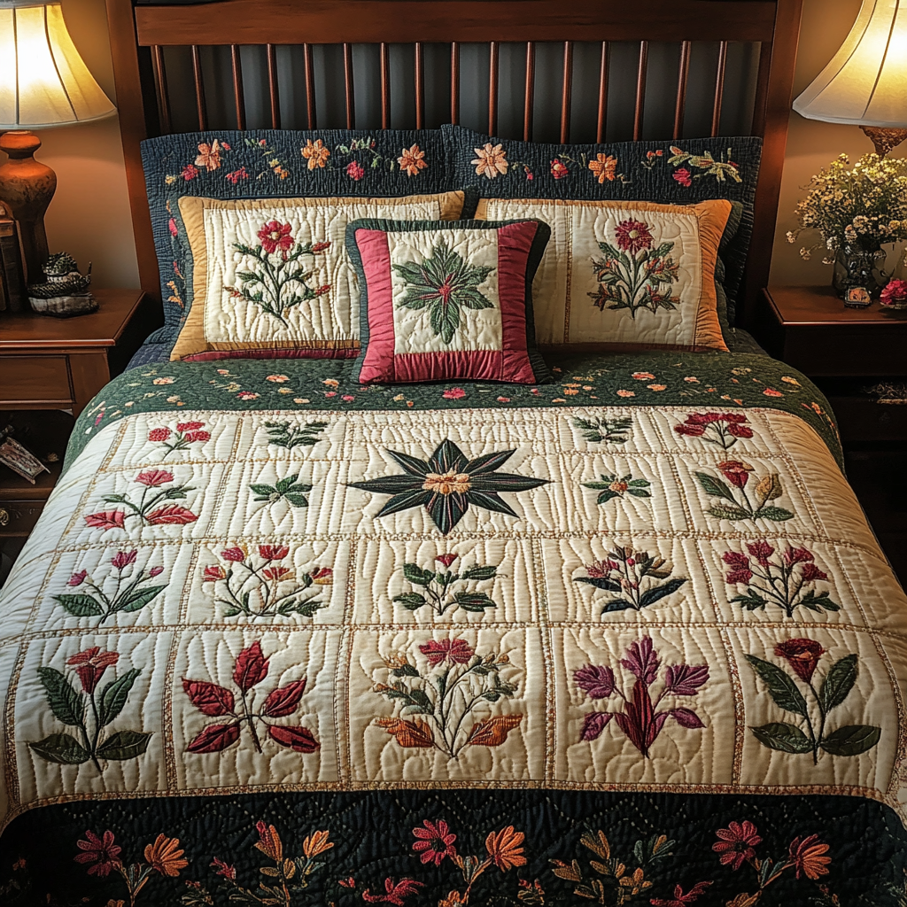 Floral Harmony Quilted Bedding Set Cute Room Decor Flower Arrangement Ideas