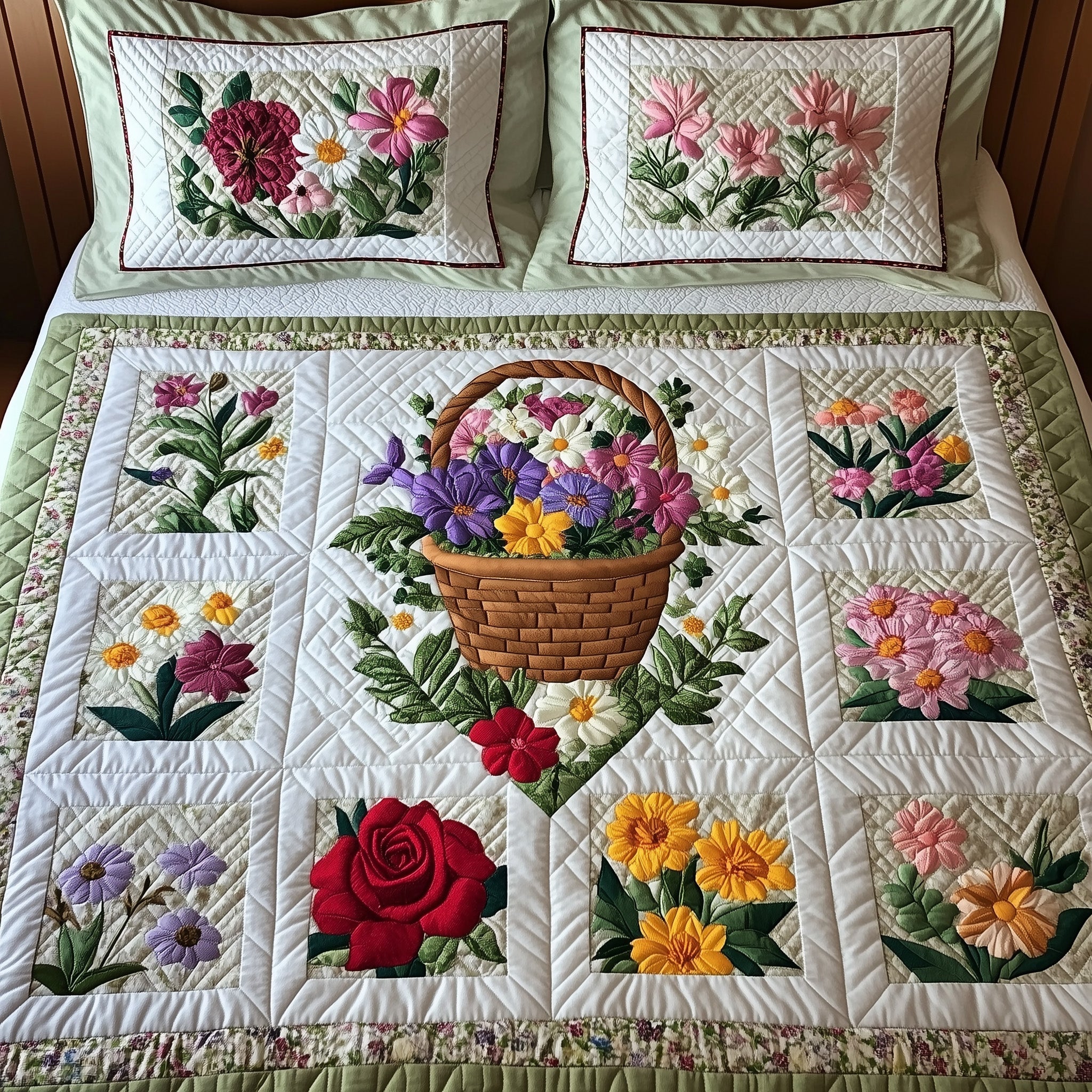 Floral Harmony Quilted Bedding Set Duvet Cover Bed Sheet Graduation Present For Daughter