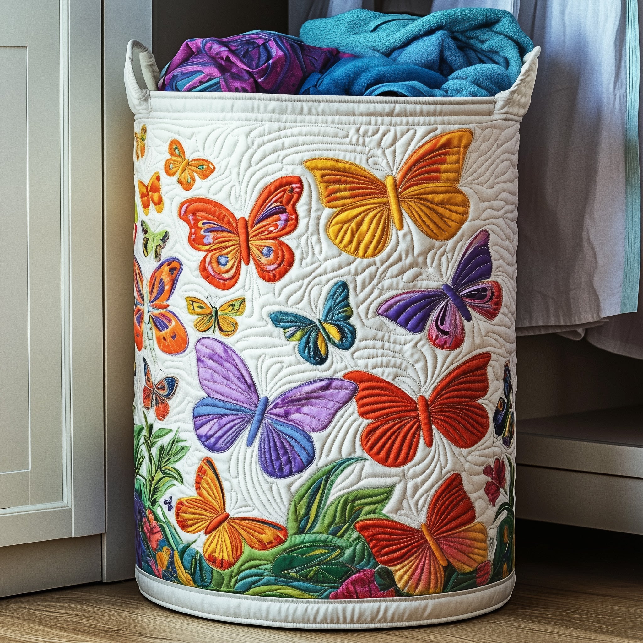 Floral Harmony Quilted Laundry Basket Christmas Presents For Your Family