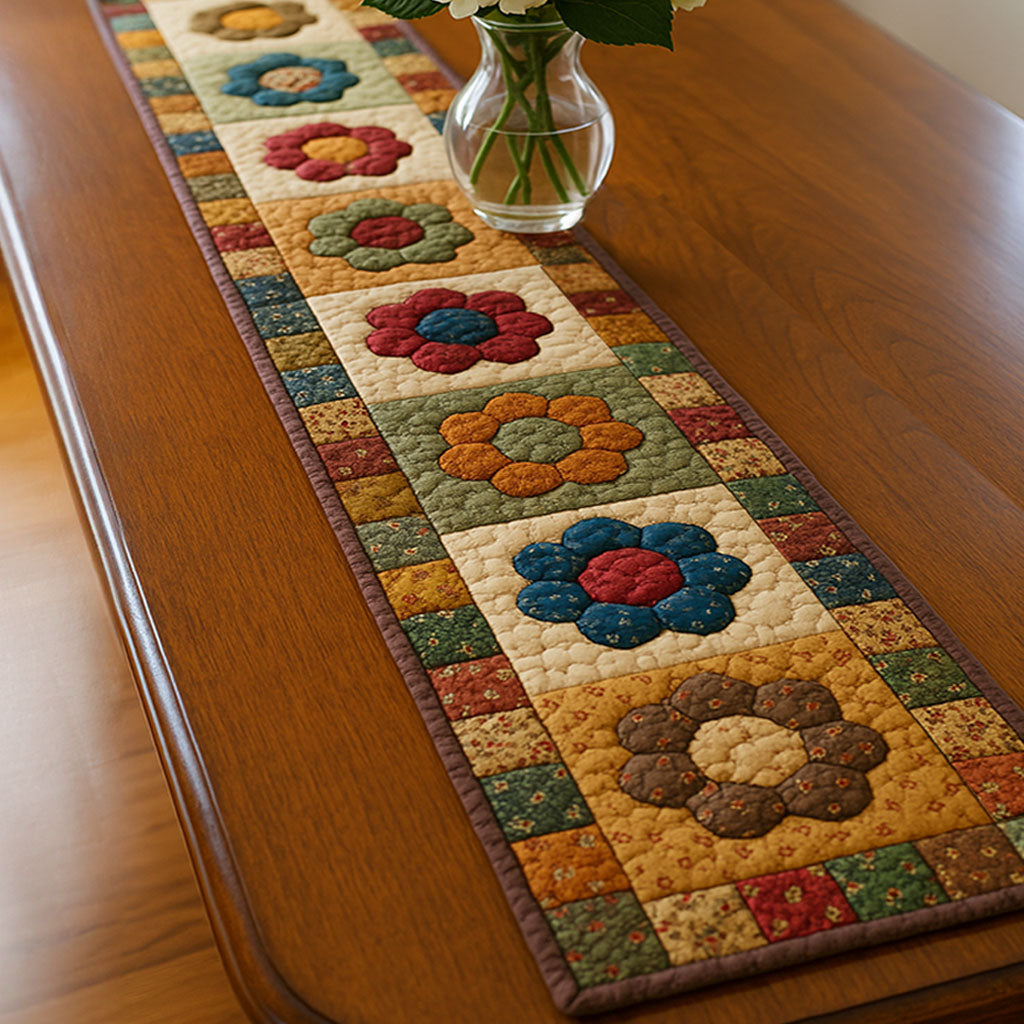 Floral Harmony Quilted Table Runner Dining Room Decor Christmas Flower Gifts