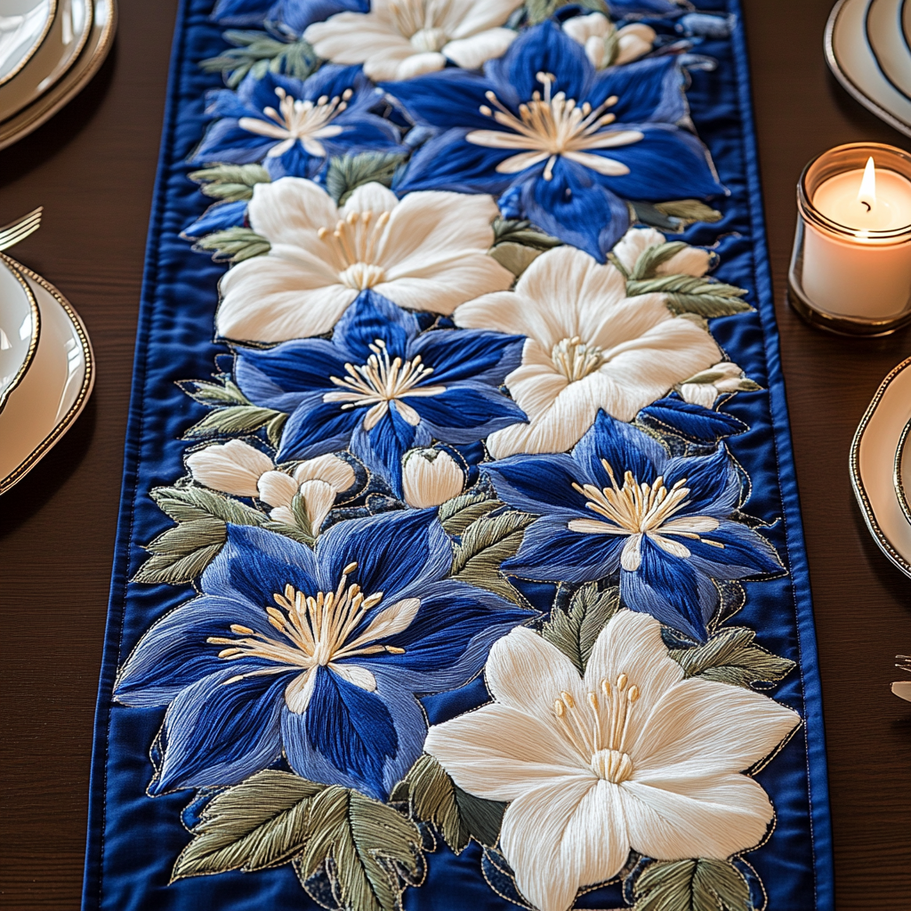 Floral Harmony Quilted Table Runner Dining Room Decor Patriotic Themed Gifts