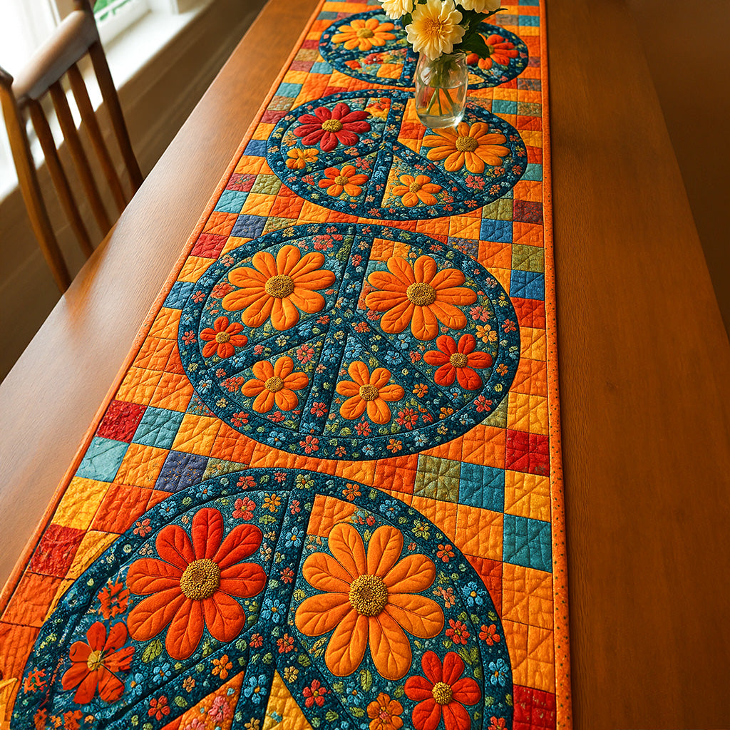 Floral Harmony Quilted Table Runner Dining Table Decor Ideas Gifts For Hippie Mom