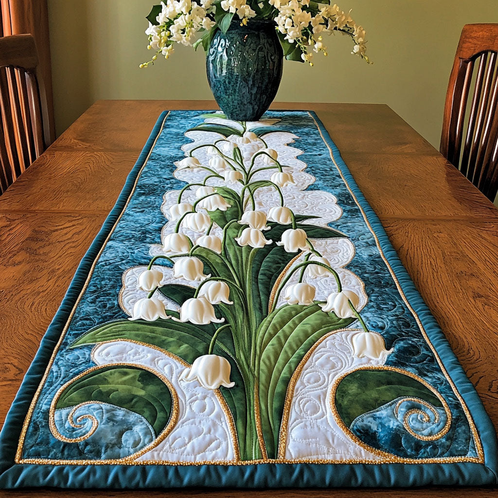 Floral Harmony Quilted Table Runner Holiday Themed Table Runners Christmas Flower Gifts