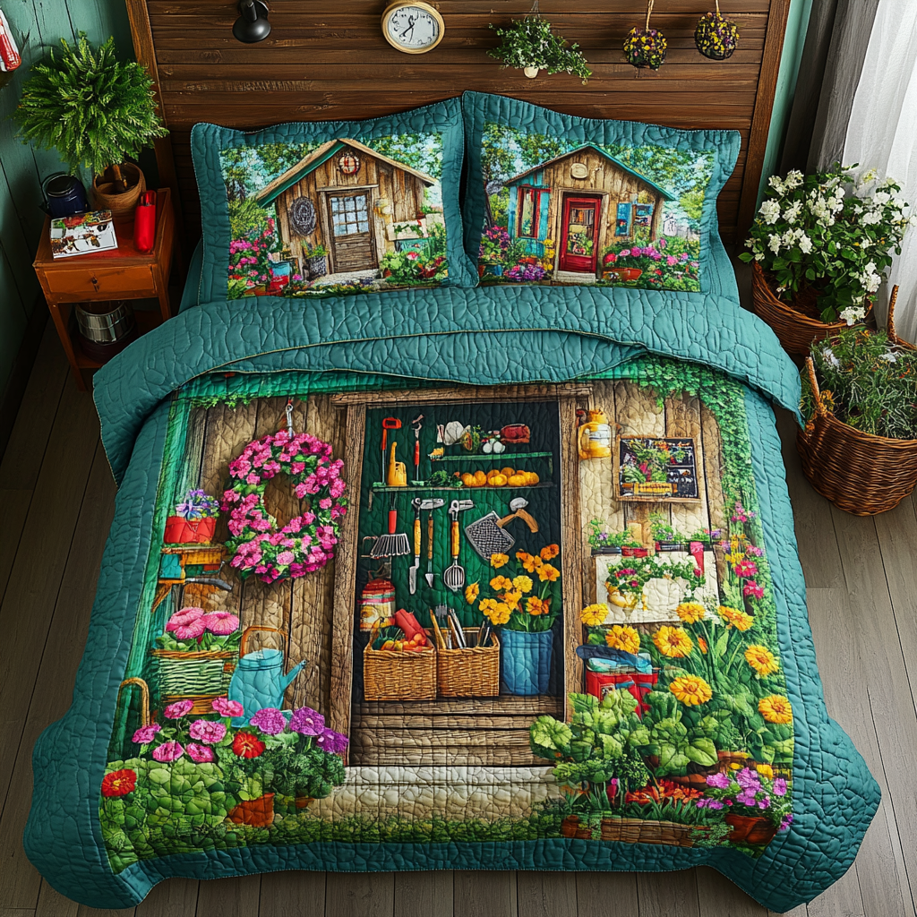 Floral Haven Quilted Bedding Set Holiday Duvet Covers Christmas Flower Gifts