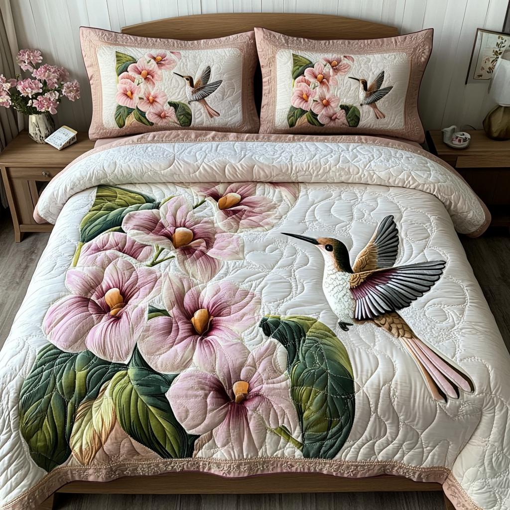 Floral Haven Quilted Bedding Set Premium Comforter Set for Restful Nights
