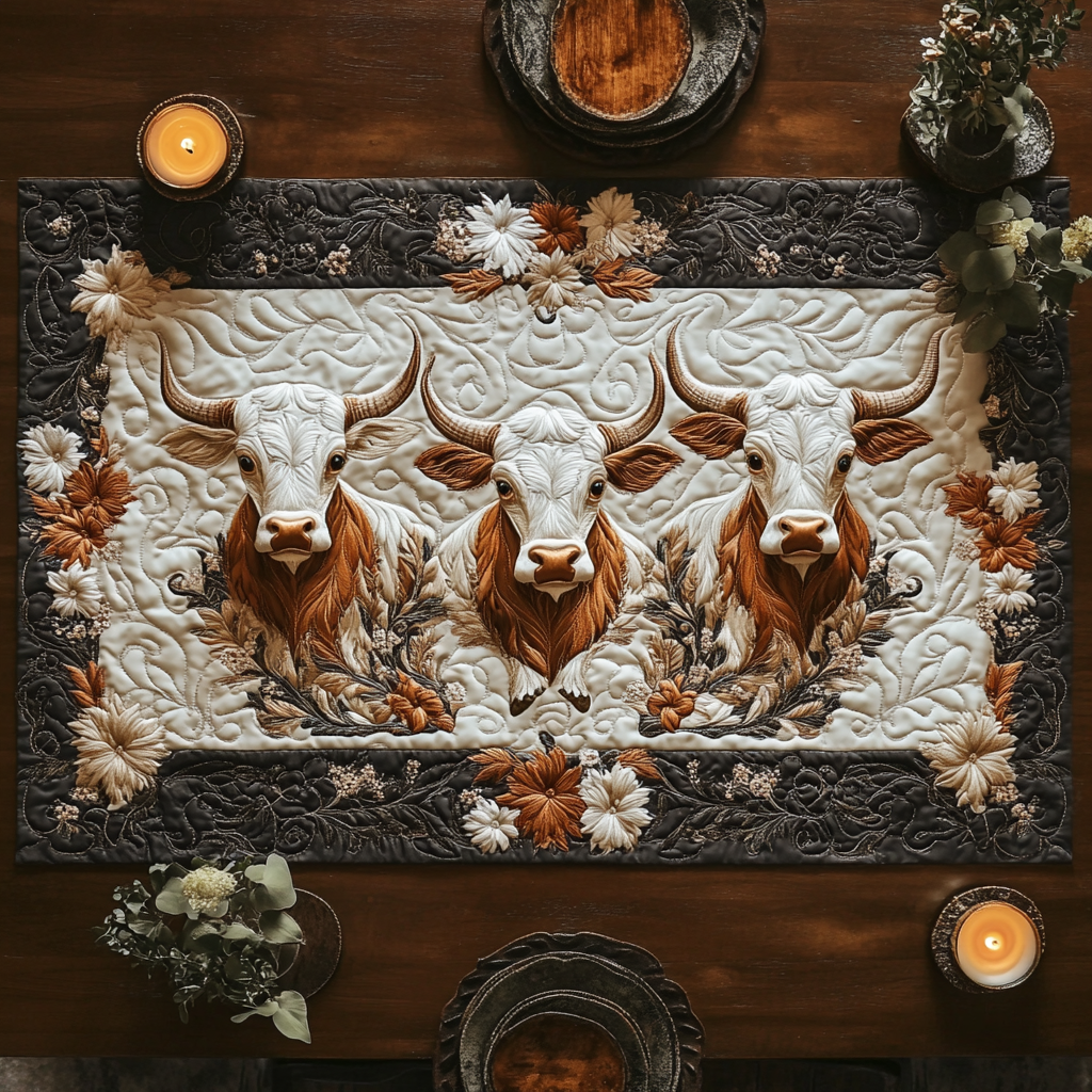 Floral Herd Quilted Table Runner Kitchen Table Decor Best Gifts From Texas