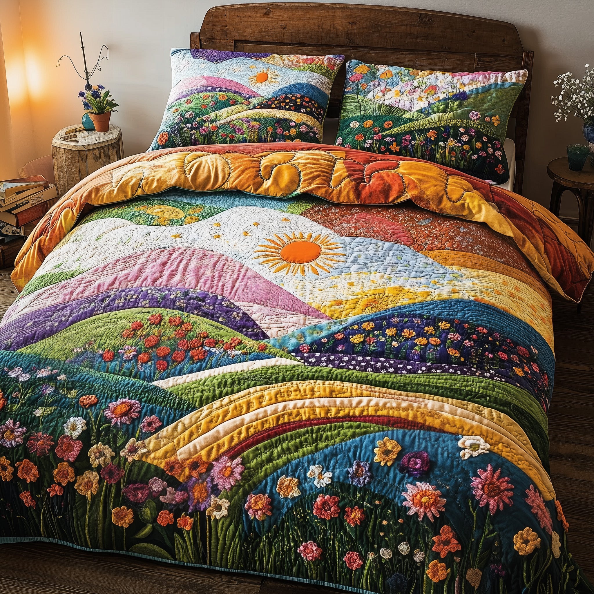 Floral Hill Quilted Bedding Set Botanical Beauty Best Natural Decor Bedding Gifts