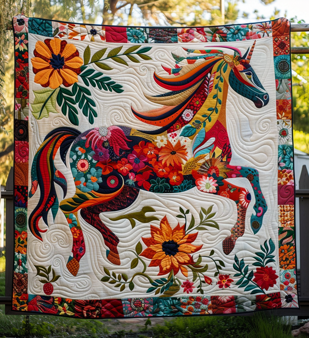 Floral Horse Quilted Blanket Equine Gifts For Horse Lovers