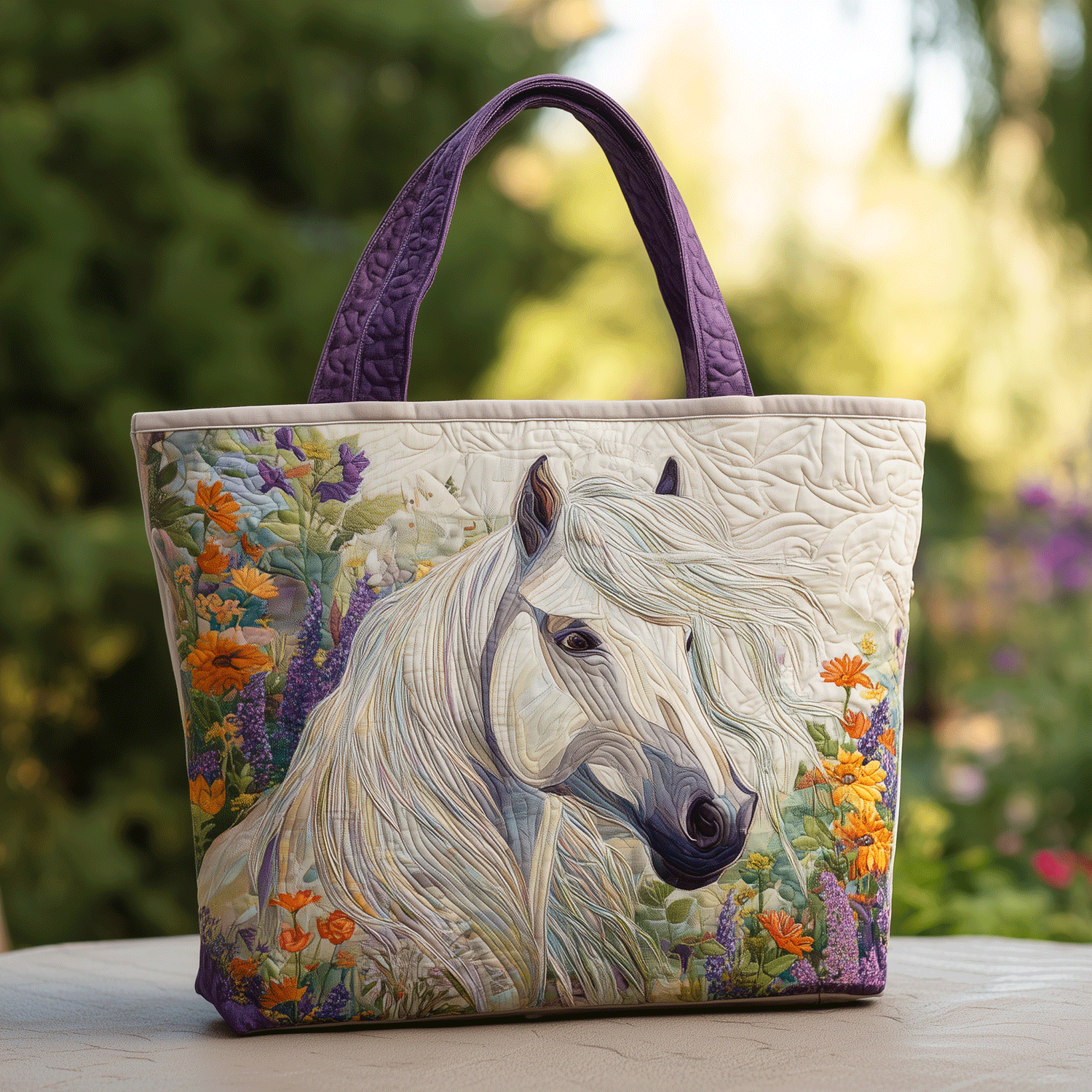 Floral Horse Quilted Tote Bag Horse Related Christmas Gifts