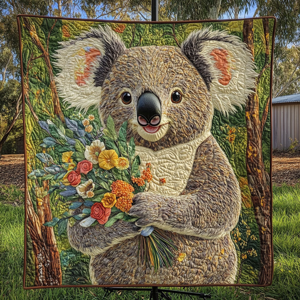 Floral Hug Quilted Blanket Sofa Couch Throw Blanket Best Gifts For Koala Lovers