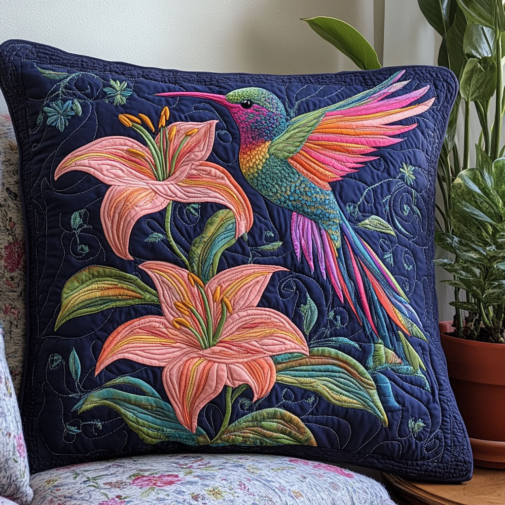 Floral Hummingbird Quilt Pillow Case Modern Pillow Case Design for Cozy Bedrooms