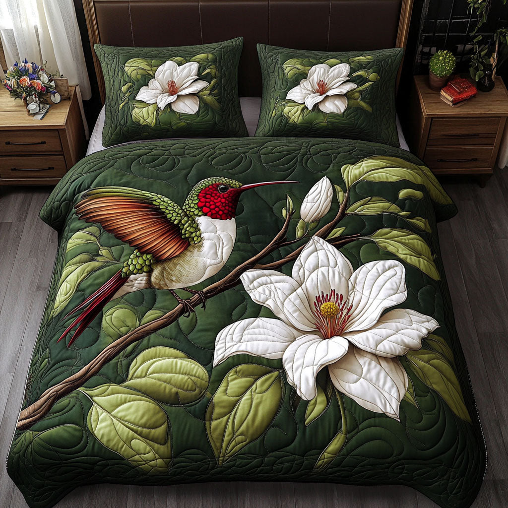 Floral Hummingbird Quilted Bedding Set Bed Decorations Best Hummingbird Themed Gifts