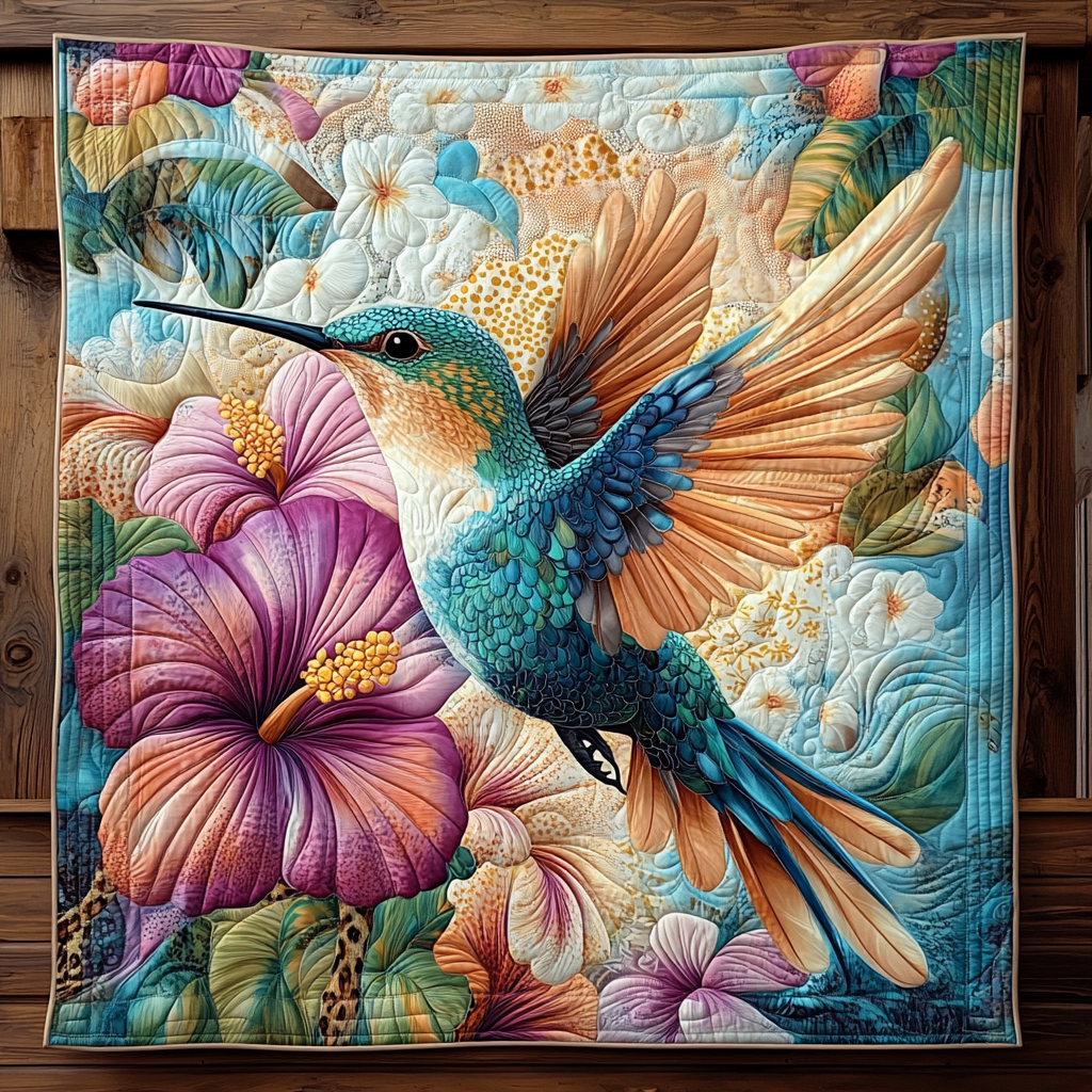 Floral Hummingbird Quilted Blanket Gifts For Hummingbird Lovers