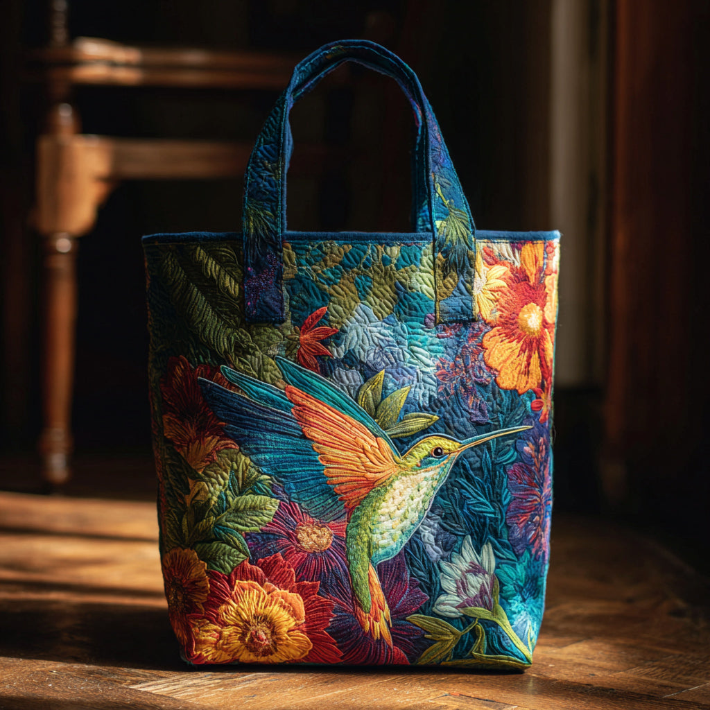 Floral Hummingbird Quilted Tote Bag Cardinal Gifts For Friend