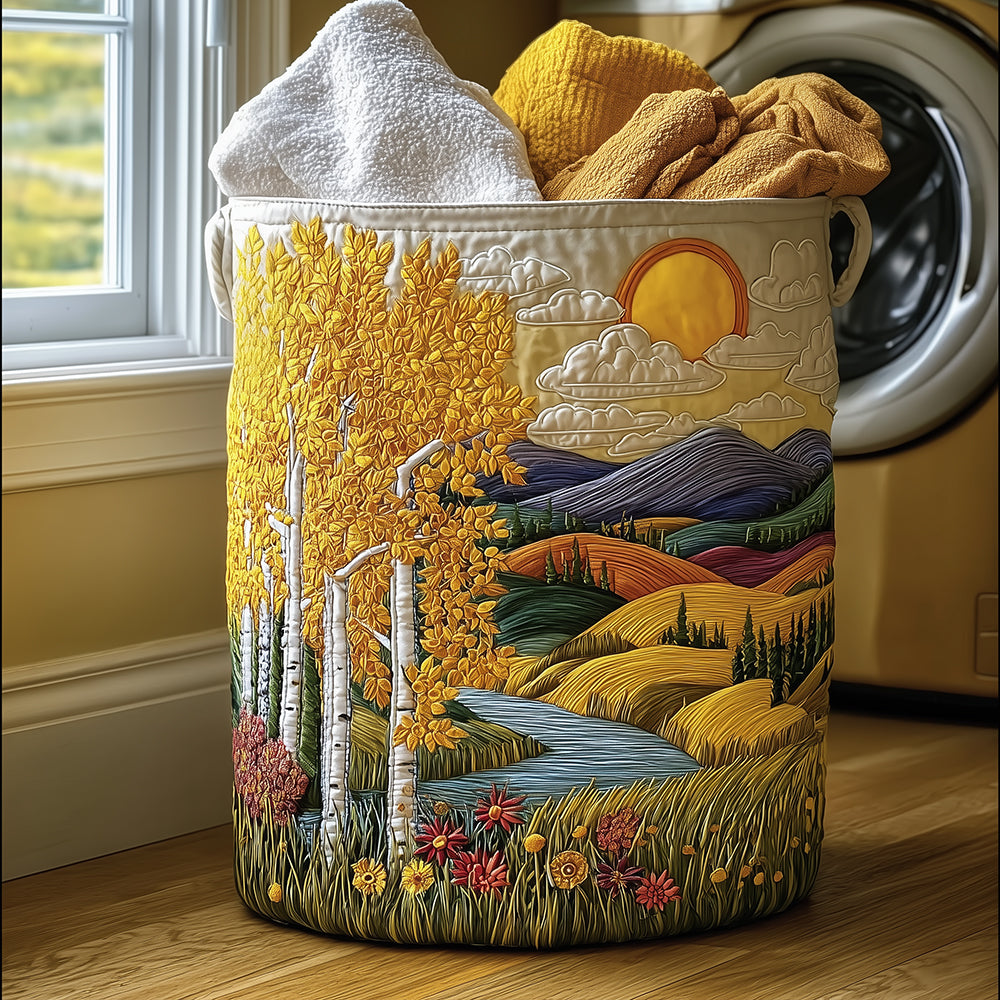 Floral Journey Quilted Laundry Basket Creative Gift For Family