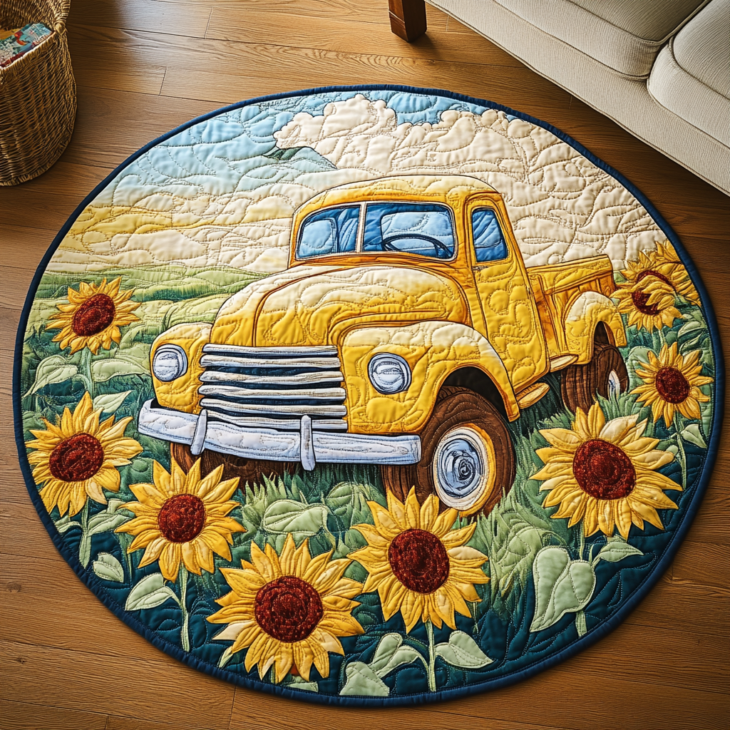 Floral Journey Quilted Round Mat Front Door Idea Sunflower Gifts For Women