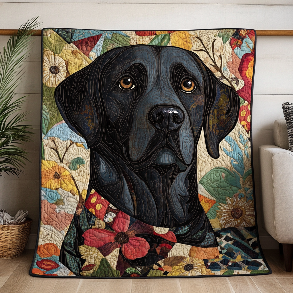 Floral Labrador Design Quilted Blanket Dog Gift Ideas For Dog Owners