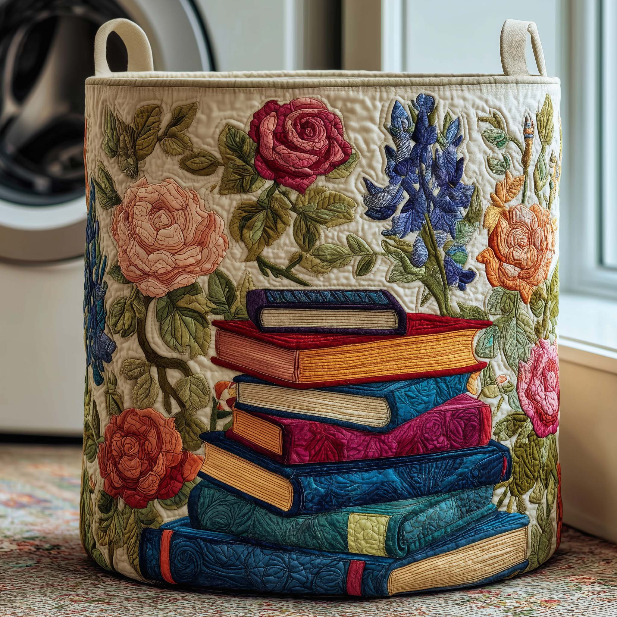 Floral Library Quilted Laundry Basket Laundry Room Decor Unique Gift Ideas