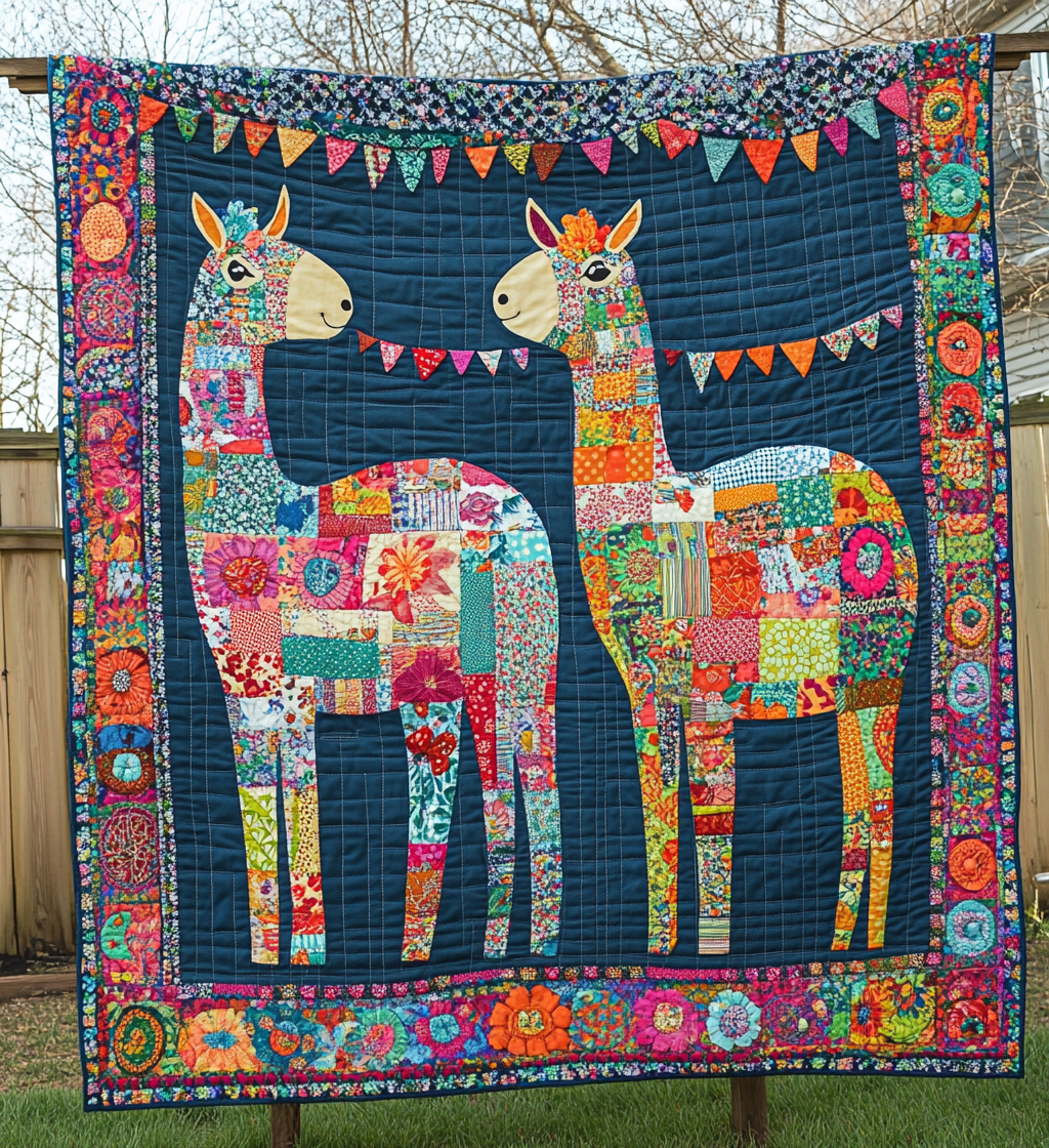 Floral Llama Quilted Blanket Llama Gifts For Her