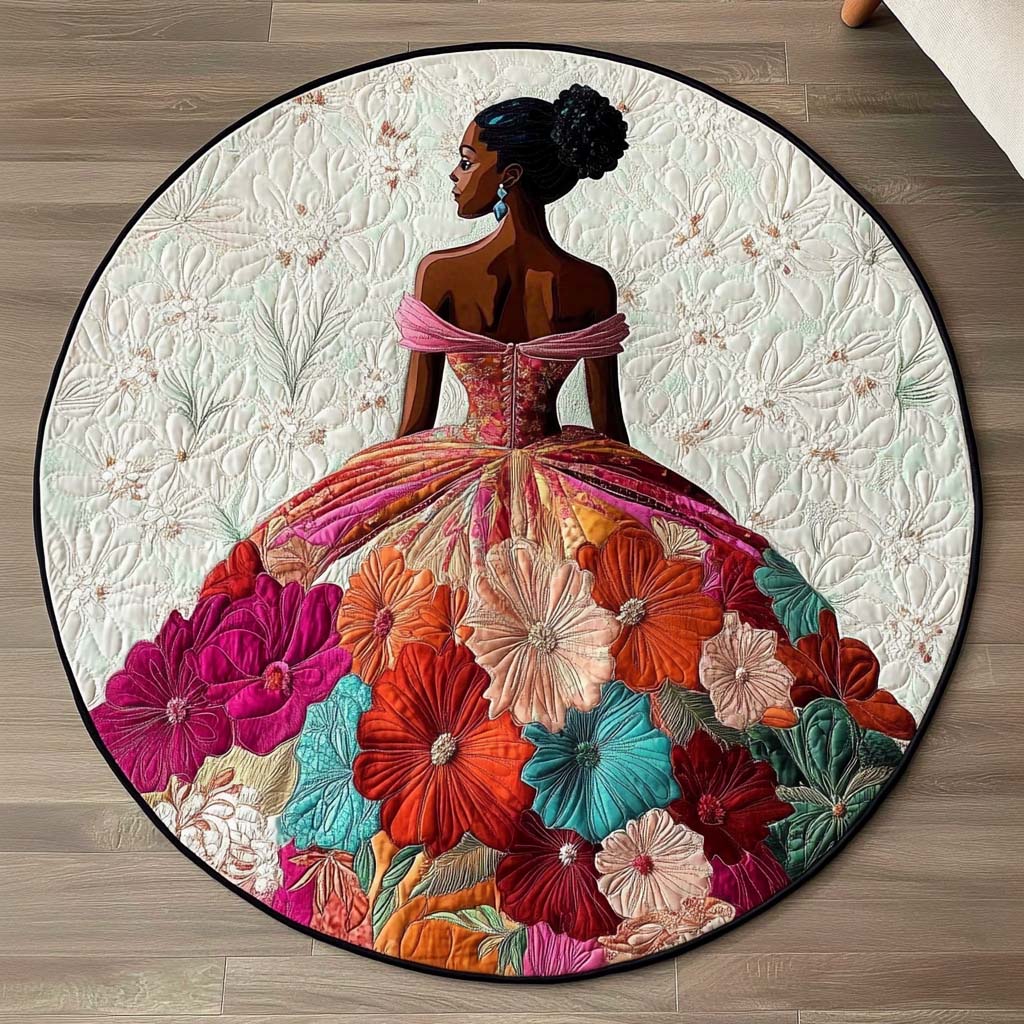 Floral Majesty Quilted Round Mat Christmas Entryway Decor Gifts For Farm Owners