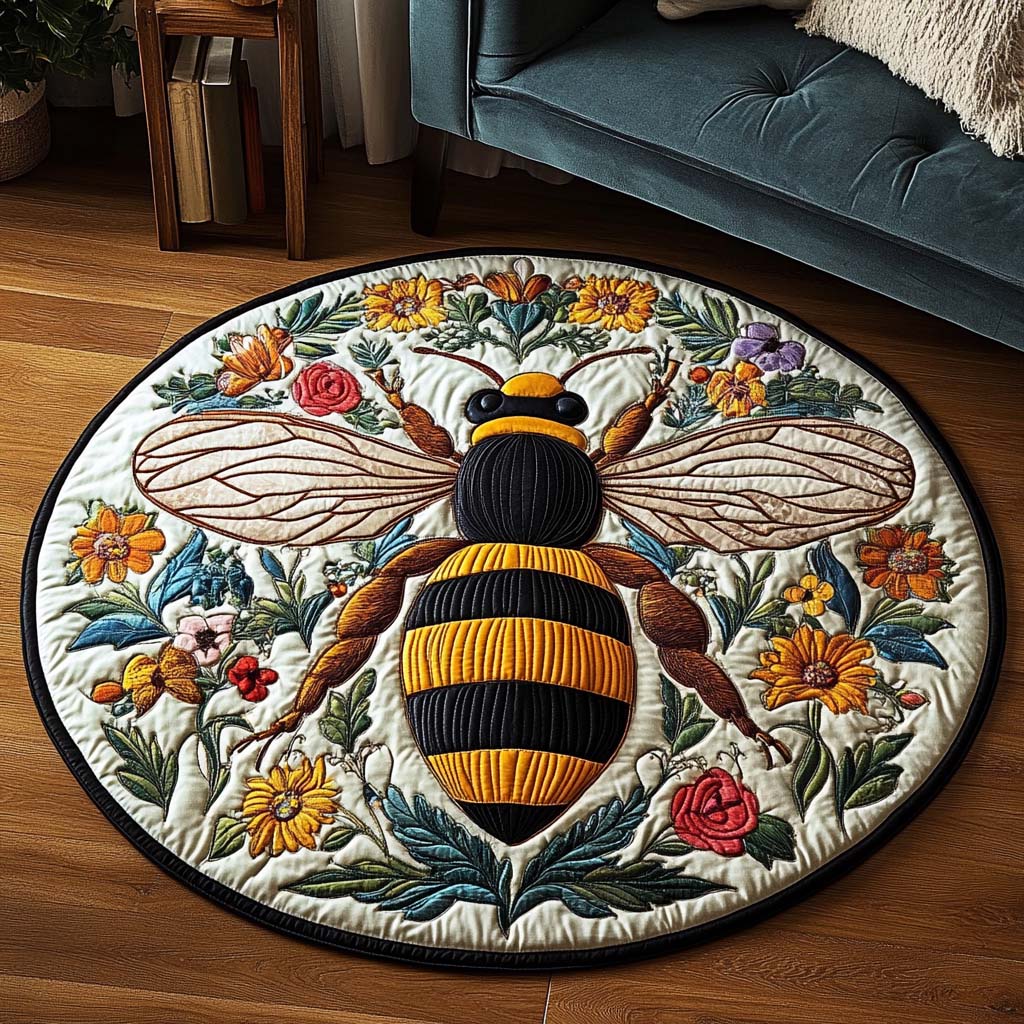 Floral Majesty Quilted Round Mat Outdoor Decor Xmas Gifts For Farmers