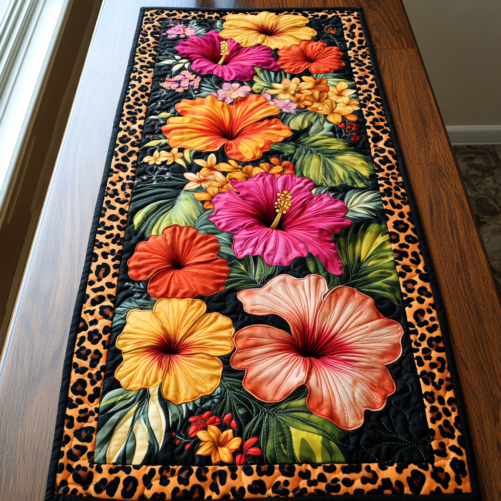 Floral Majesty Quilted Table Runner Kitchen Decor Best Gifts For Flower Lovers