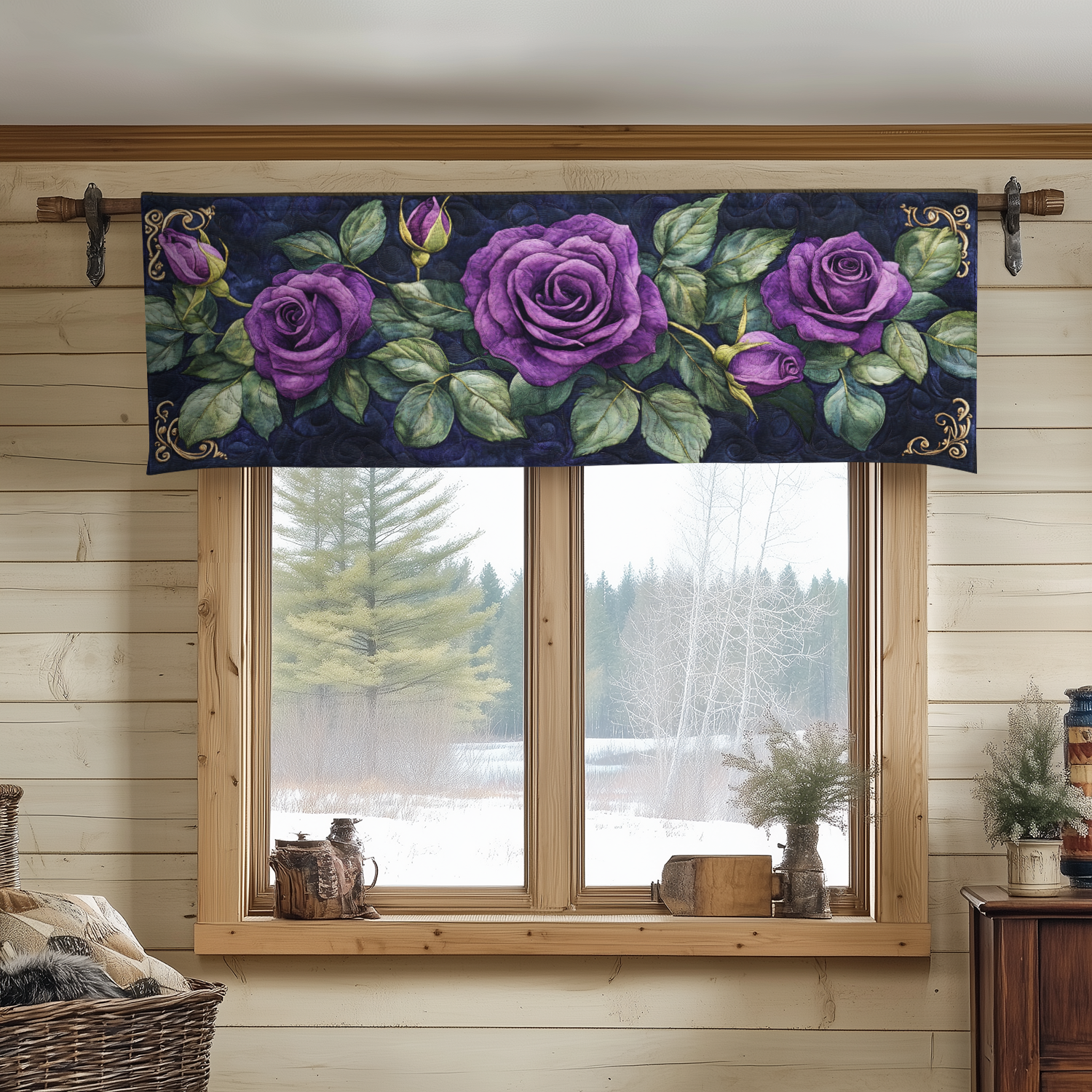 Floral Majesty Quilted Valance Floral Valances Best Gift for Flower Lovers
