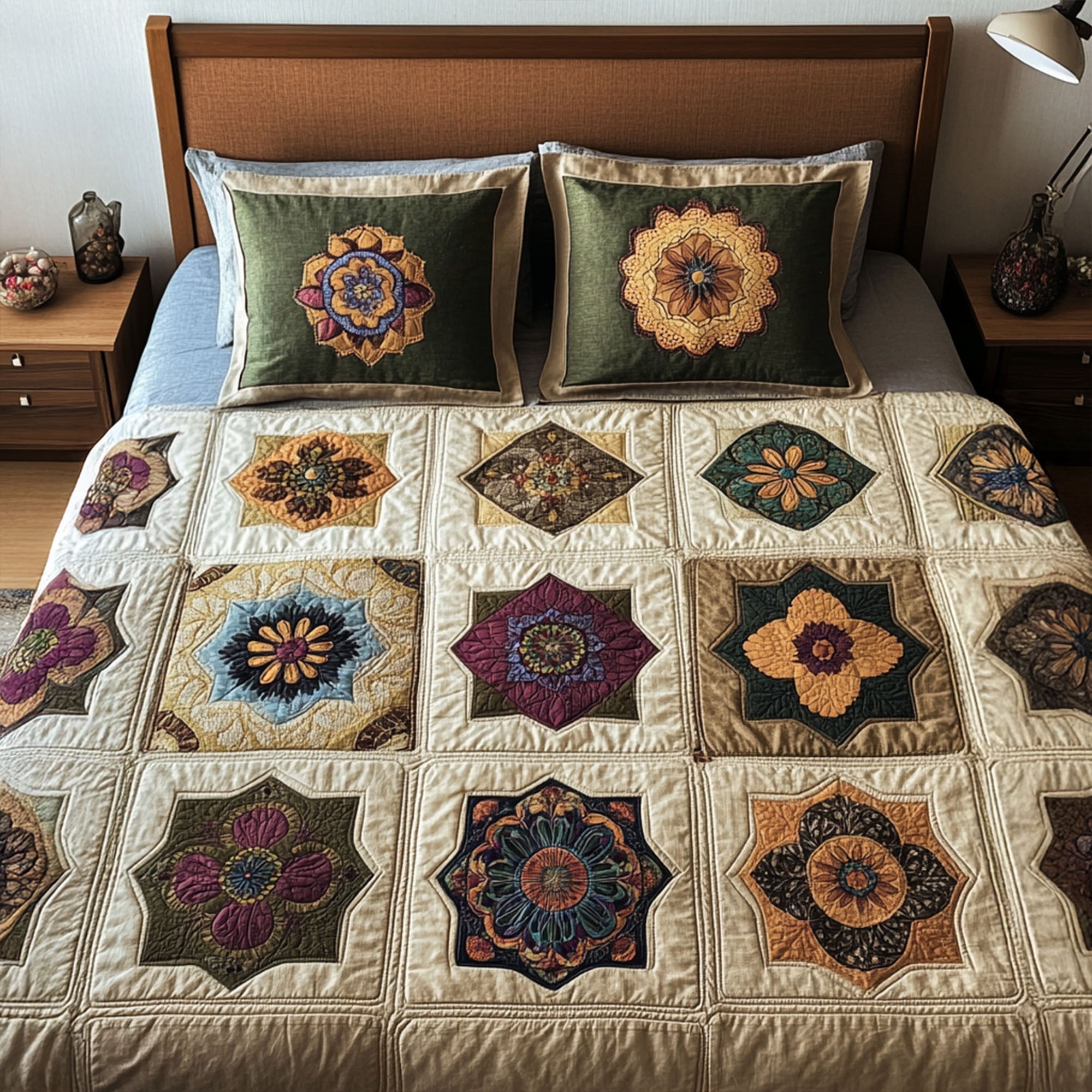 Floral Mandala Quilted Bedding Set Classic Bedding Set That Enhances Your Sleep Space