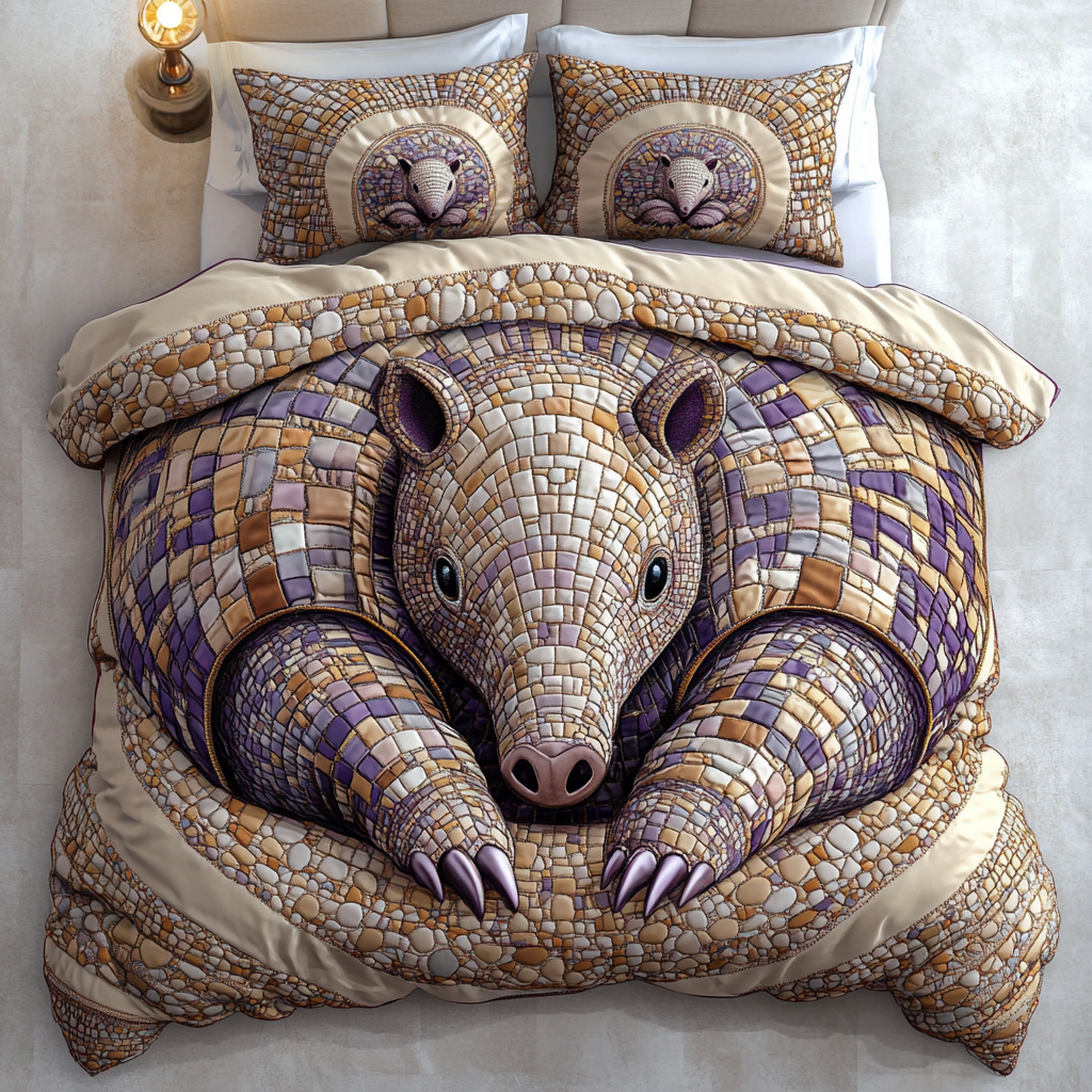 Floral Nest Quilted Bedding Set Holiday Duvet Cover Set Armadillo Themed Gifts