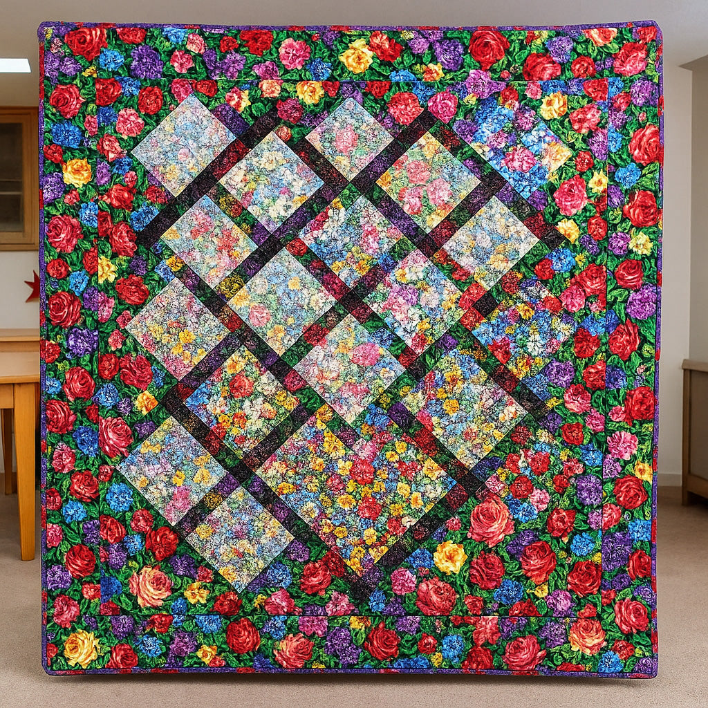 Floral Panel Quilted Blanket Couch Throw BlanketChristmas Gifts For Sister In Law