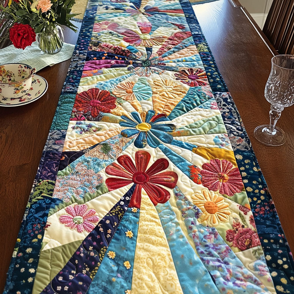 Floral Paradise Quilted Table Runner Kitchen Table Decor Best Gifts For Flower Lovers