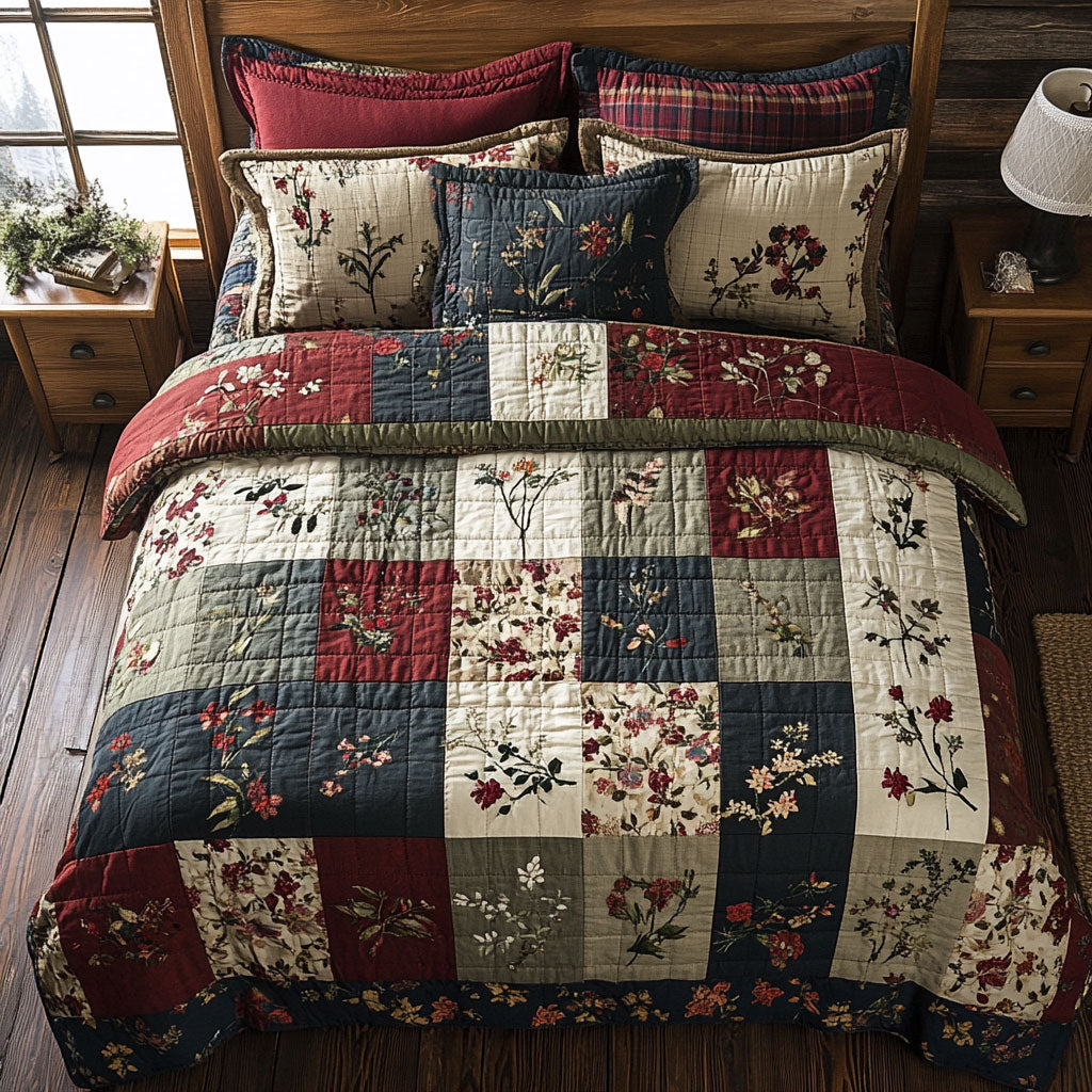 Floral Patchwork Duvet Cover Set Quilted Bedspreads Anniversary Gifts For Her