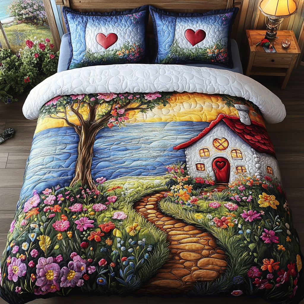 Floral Path Quilted Bedding Set Soft Bedding Set That Makes a Great Christmas Gift