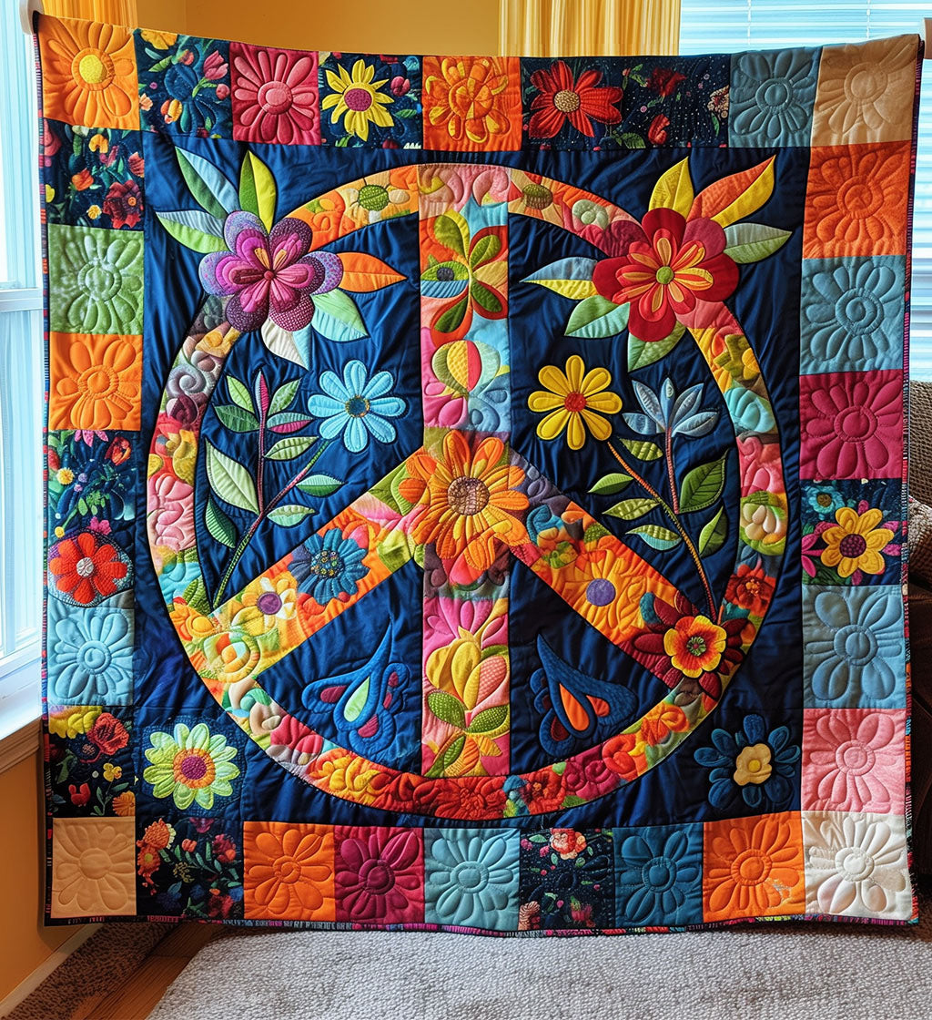 Floral Peace Quilted Blanket Cute Blankets For Her