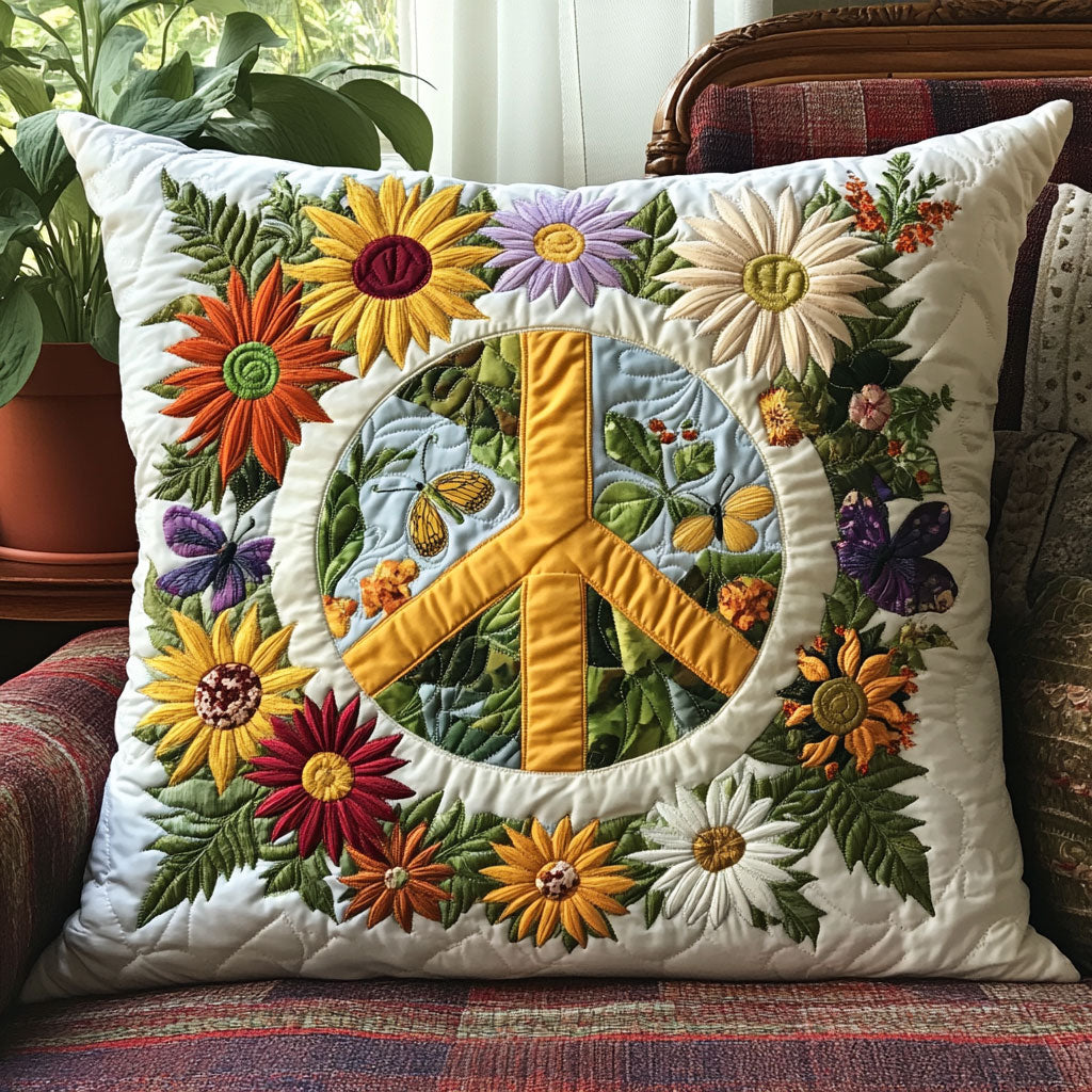 Floral Peace Sign Quilted Pillow Case Modern Throw Pillows Christmas Gift From Daughter To Mother