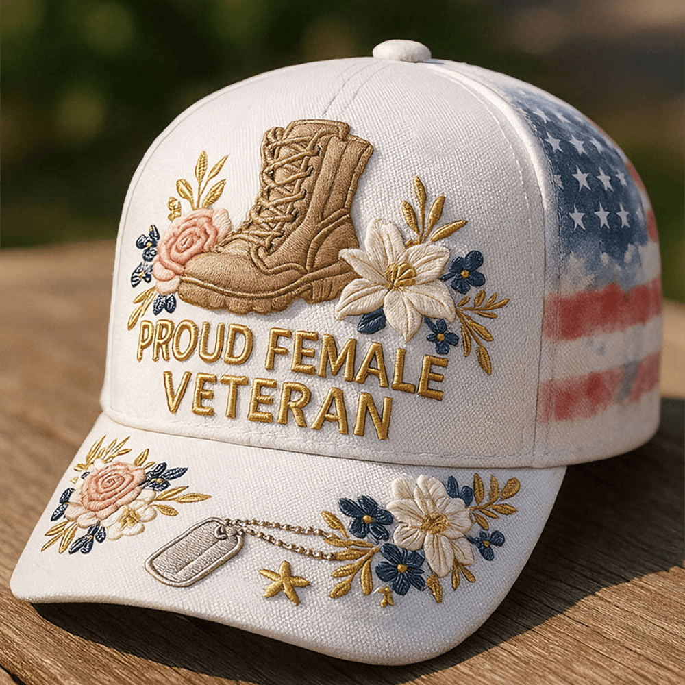 Floral Proud Female Veteran Hat US Military Baseball Cap Gifts For Female Veterans