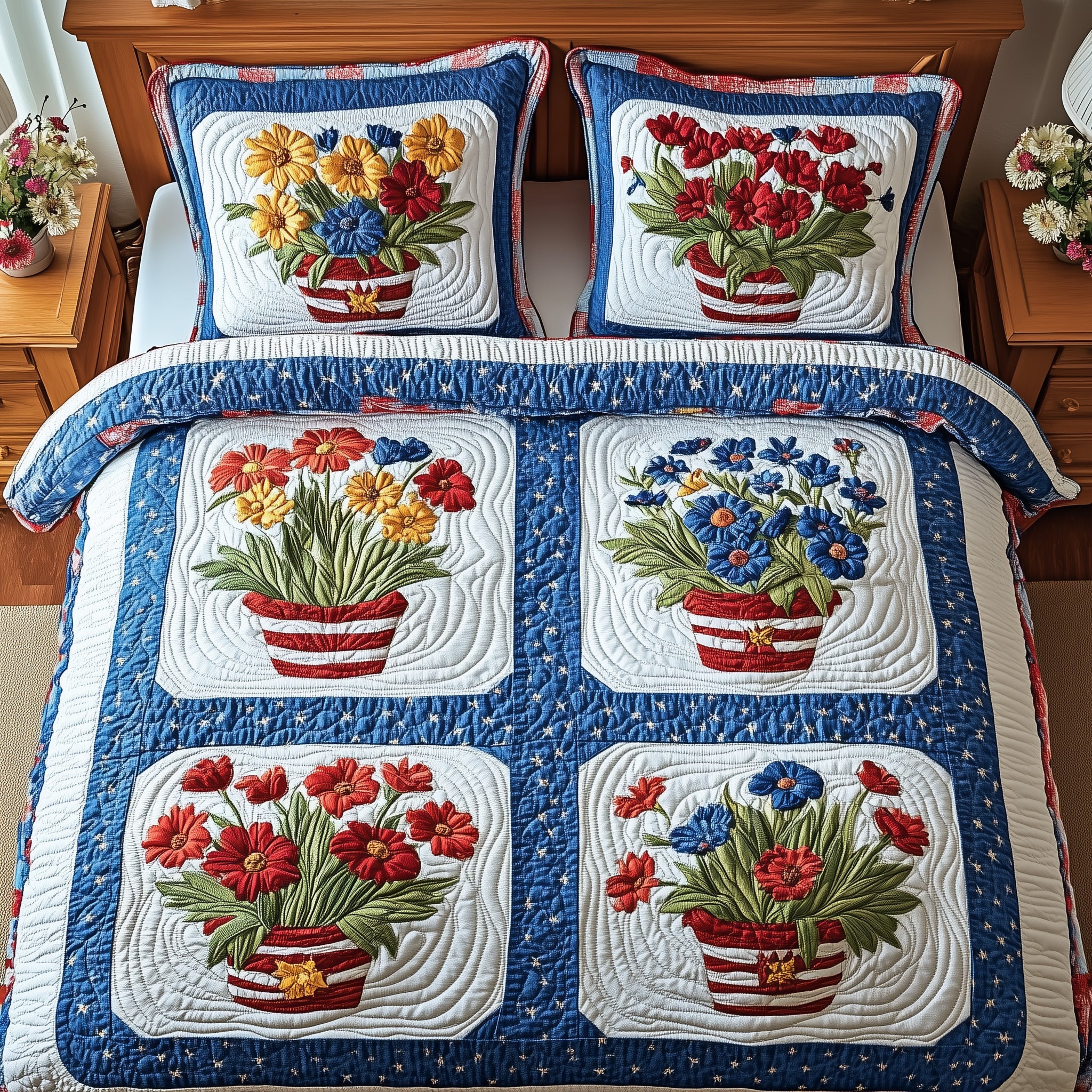 Floral Quilted Bedding Set Duvet Cover Merchandise Meaningful Christmas Gifts For Mom