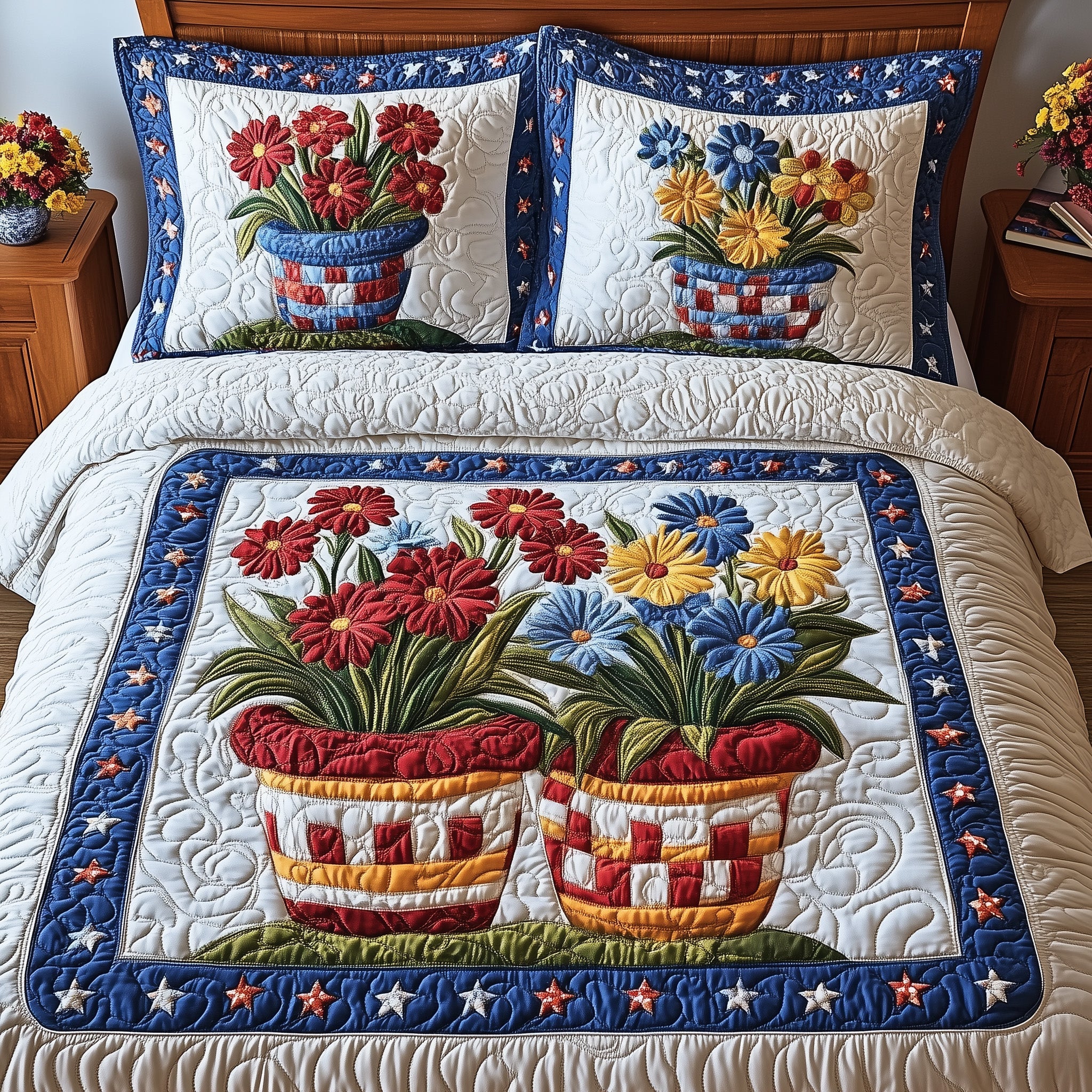 Floral Quilted Bedding Set Duvet Cover Merchandise Meaningful Retirement Gifts