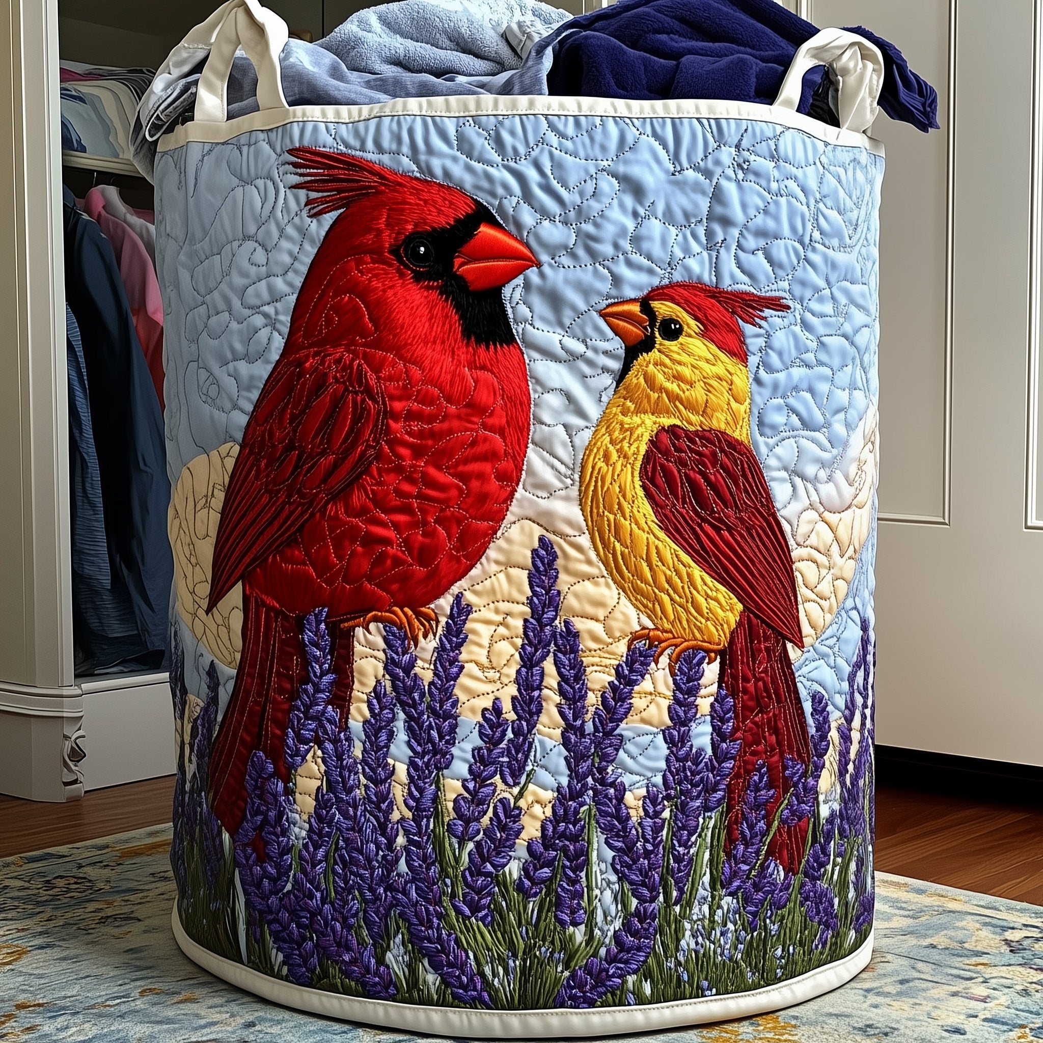Floral Quilted Laundry Basket Cardinal Gifts For Friend