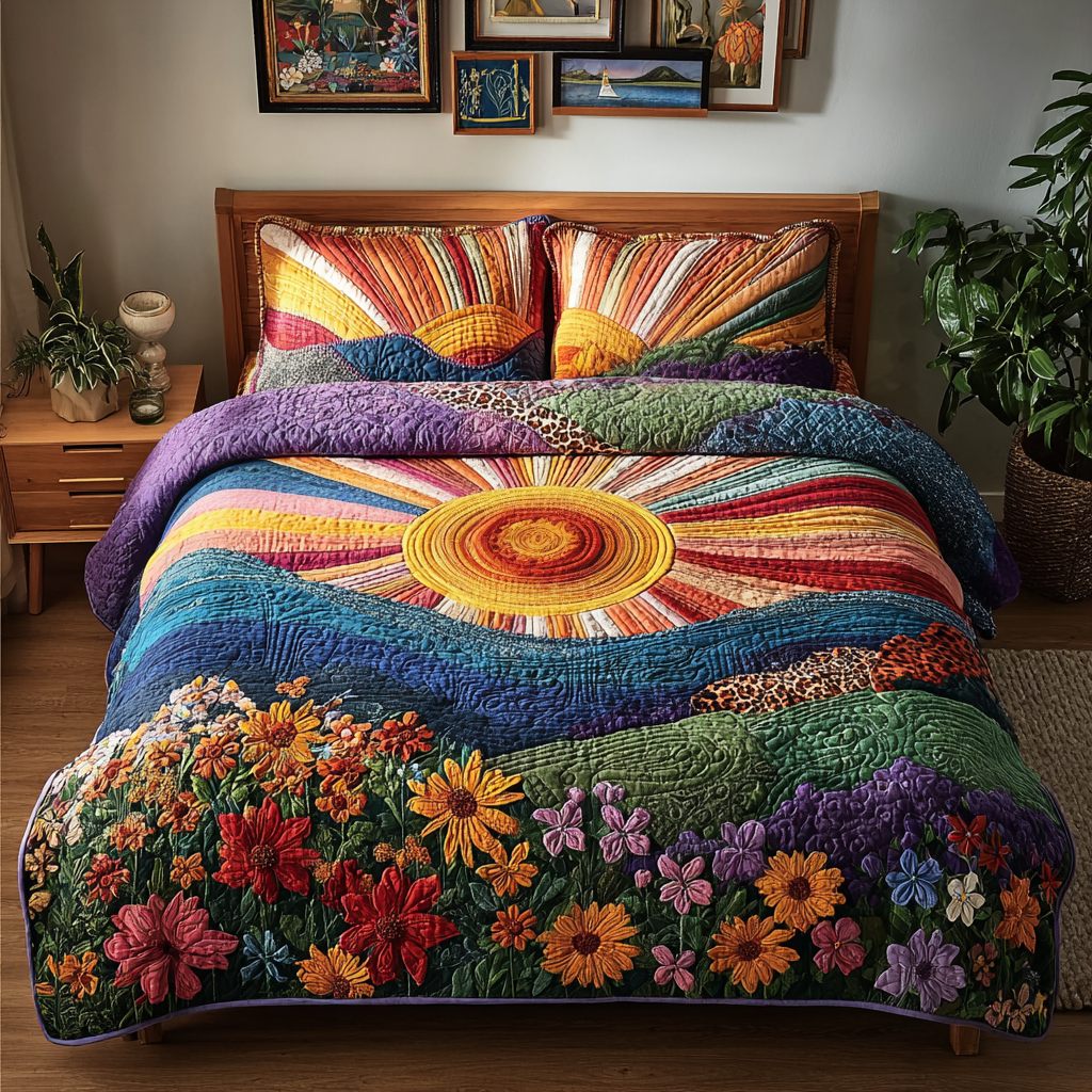 Floral Radiance Quilted Bedding Set Bedroom Decorations Gifts For Daisy Lovers