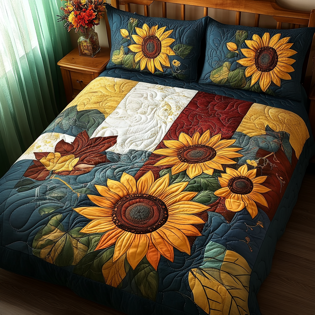 Floral Radiance Quilted Bedding Set King Comforter Sets Romantic Anniversary Gifts for Parents