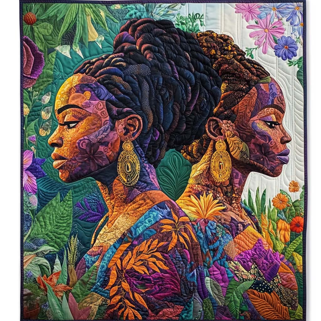 Floral Reflections Quilted Blanket Bed Christmas Decor African American Gifts For Her