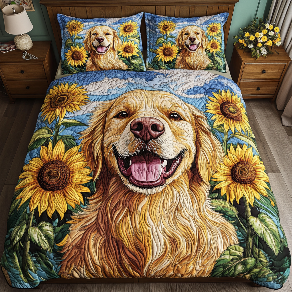 Floral Retriever Quilted Bedding Set Home Comfort Bedding Set That Everyone Will Love