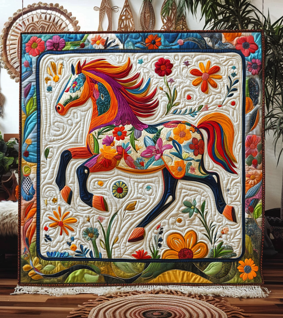 Floral Rider Quilted Blanket Gifts For Equestrian Riders