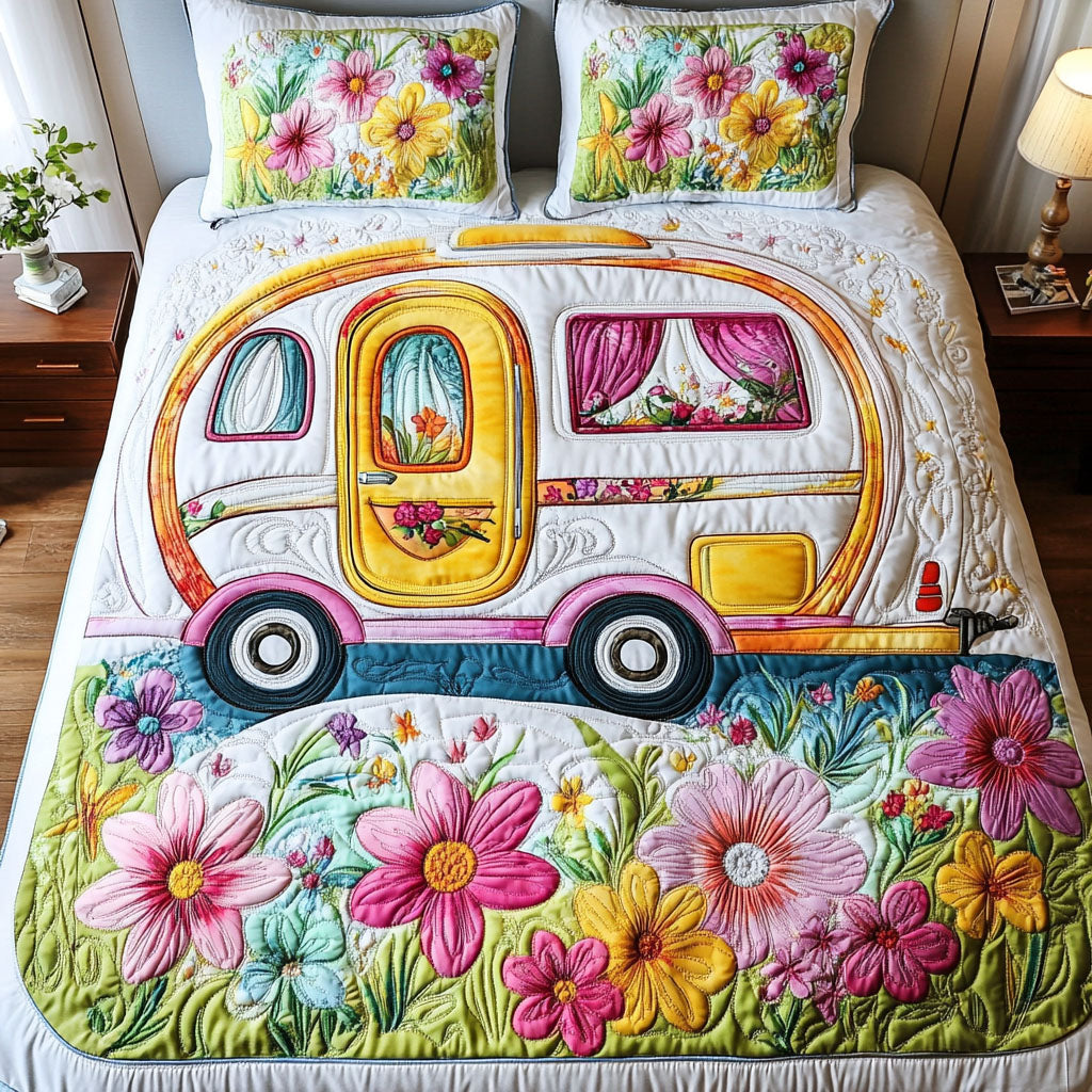 Floral Roadtrip Quilted Bedding Set Bed Decorations Best Camping Gifts For Him