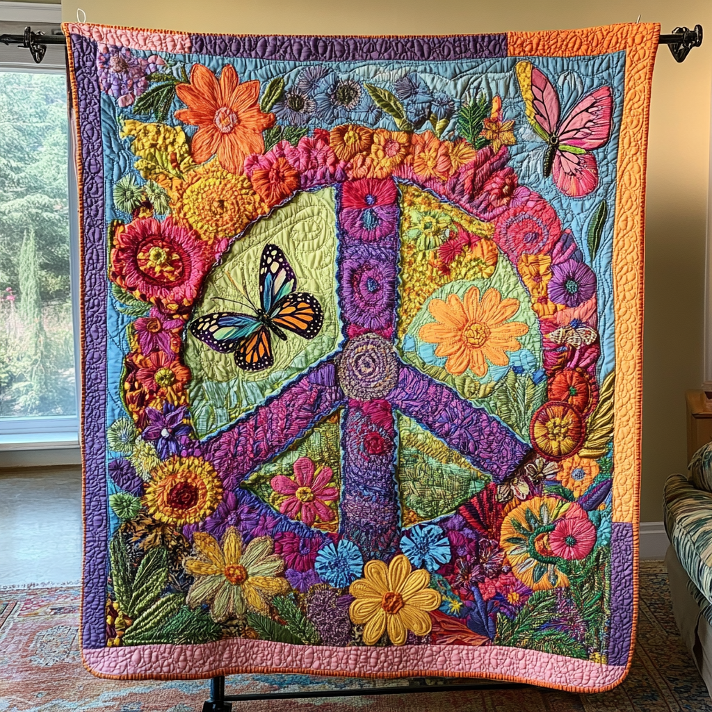 Floral Serenity Quilted Blanket Cute Bedroom Decor Christmas Gift Ideas For Hippies