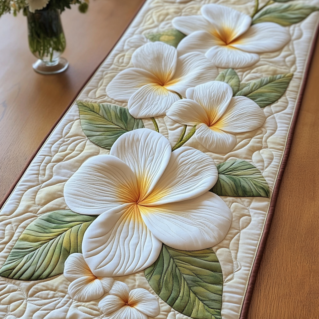 Floral Serenity Quilted Table Runner Dining Decor Gifts For The Flower Lover
