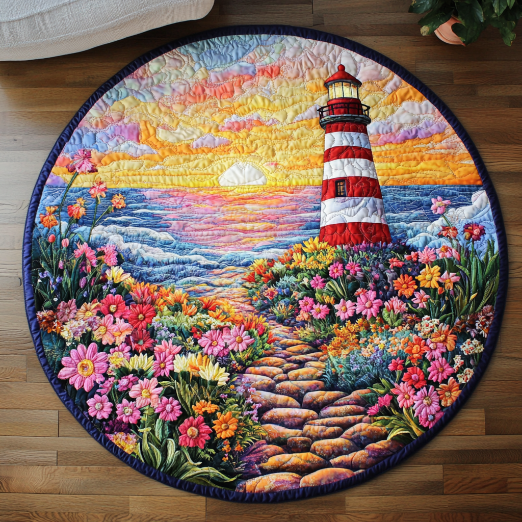 Floral Shore Quilted Round Mat Front Door Entryway Ideas Unique Beach Gifts