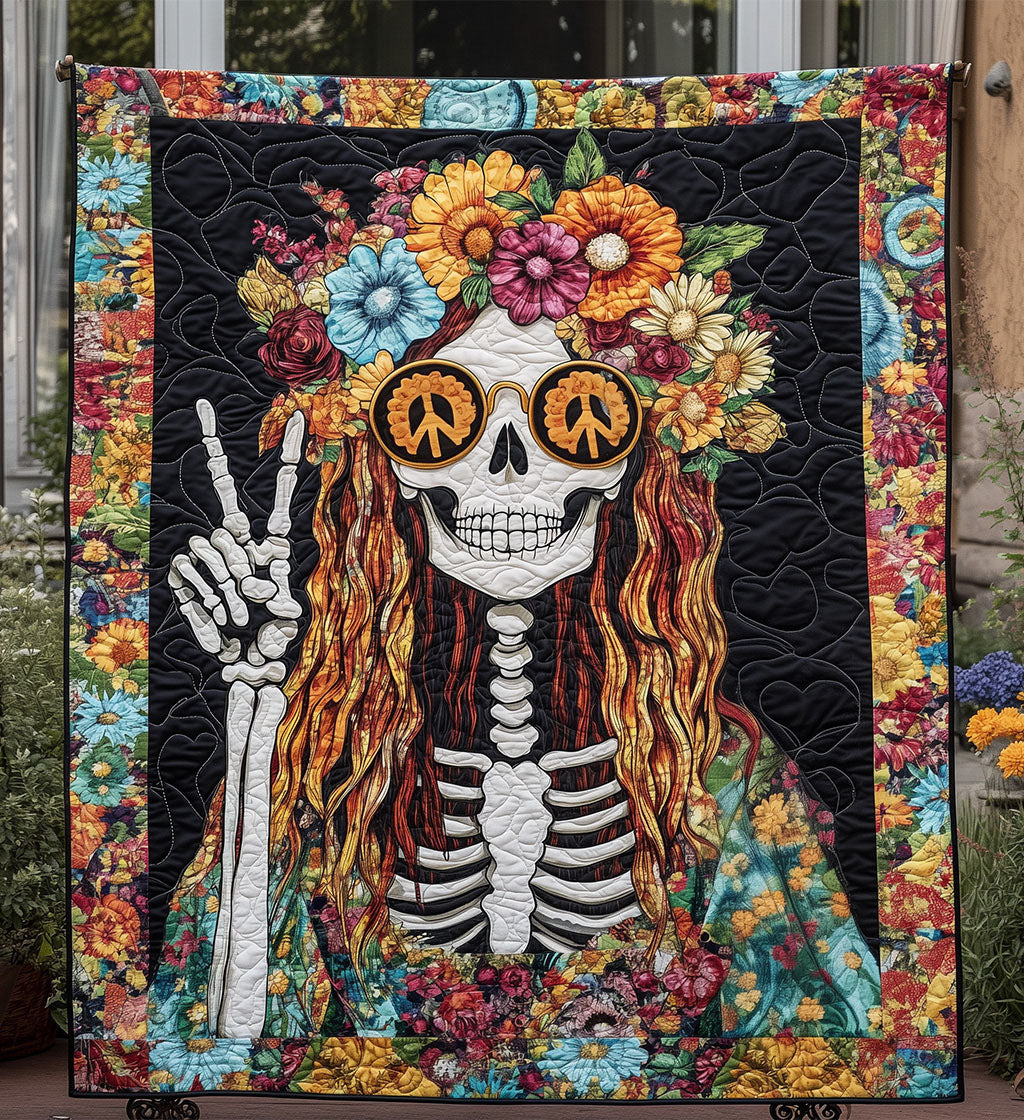 Floral Skeleton Serenity Quilted Blanket Skull Presents For Her